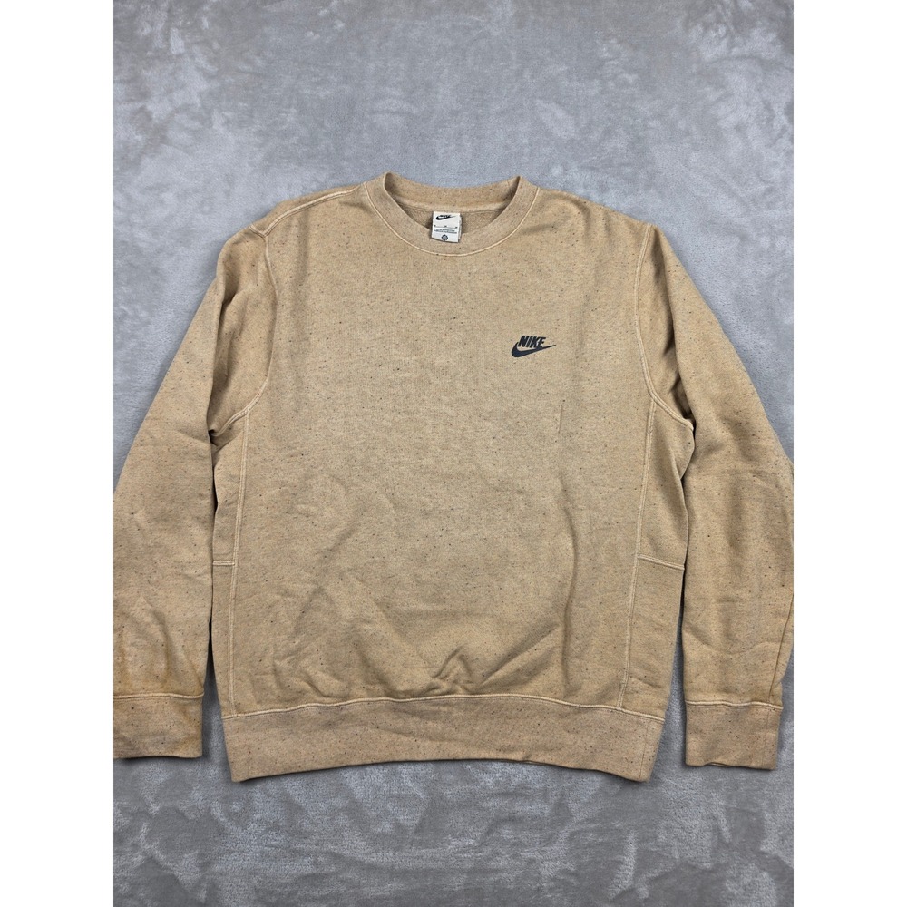 Nike Crewneck Sweatshirt Mens Medium Tan Speckled Fleece DQ4661-700